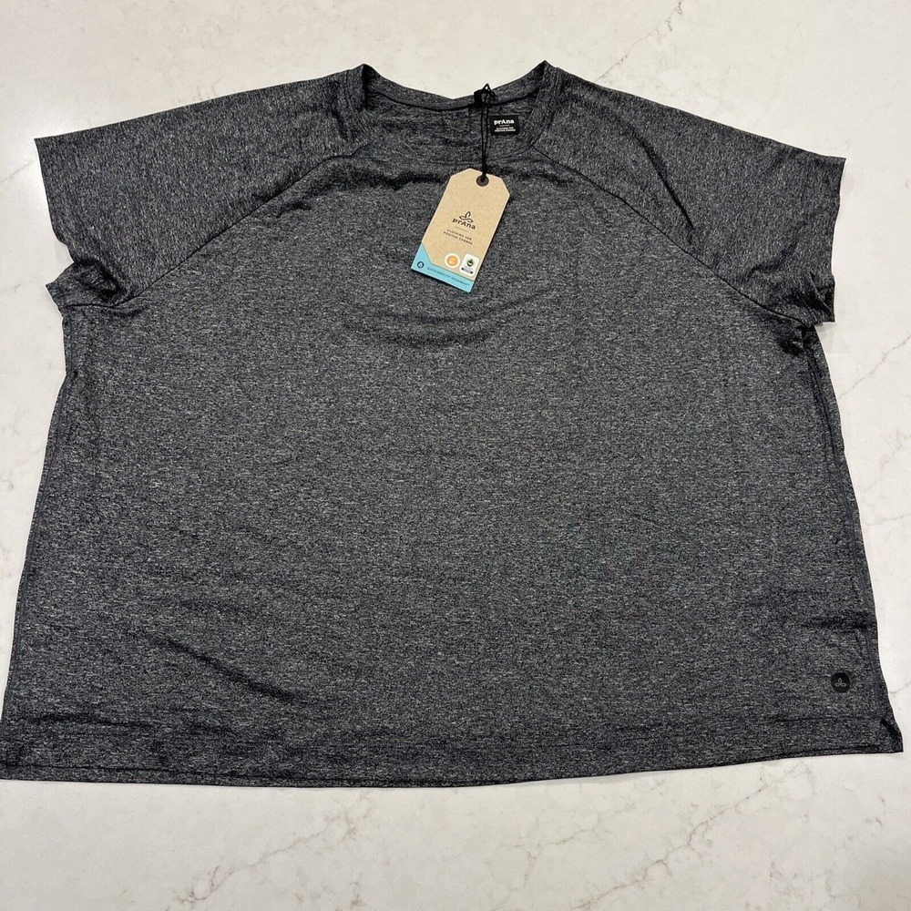 Prana NEW Alpenglow Plus 3X Gray Short Sleeve T Shirt Performance Outdoor HIking